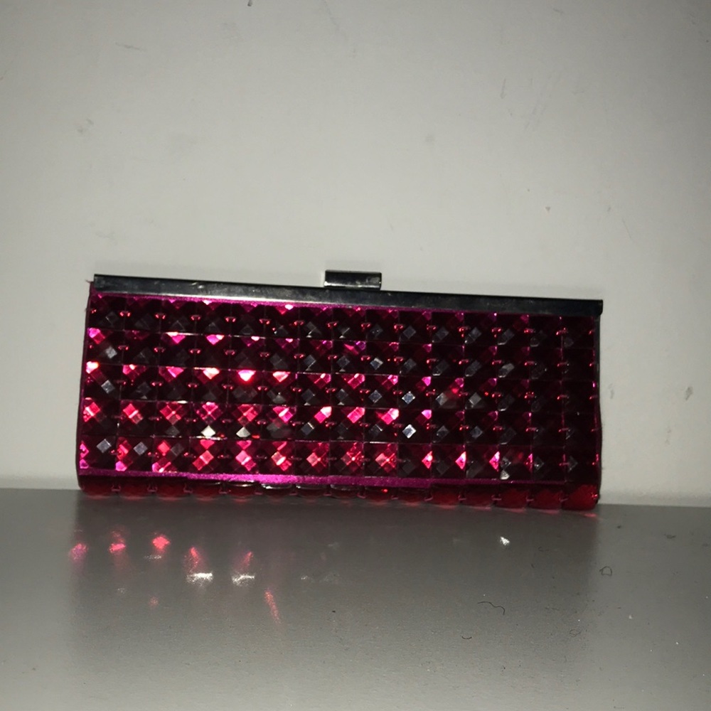 Deep Pink Gem Clutch w/ Hot Pink Interior